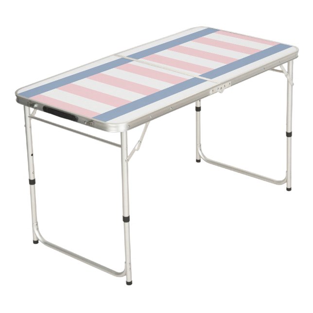 Ping Pong Table Blue, Pink & White Stripe (Angled)