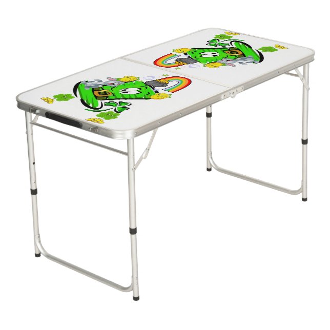 Ping Pong Table Happy St. Patrick's Day Rabbit (Angled)