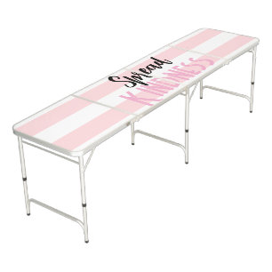 Ping Pong Table Kindness Baby Pink & White Stripe