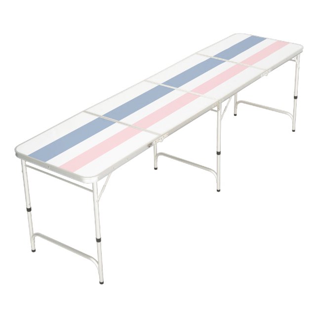 Ping Pong Table Pink, Blue & White Stripe  (Angled)