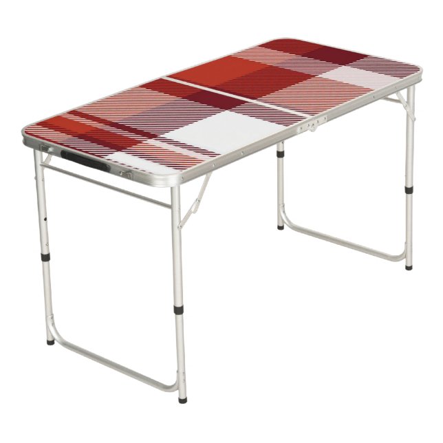 Ping Pong Table Red Plaid  (Angled)