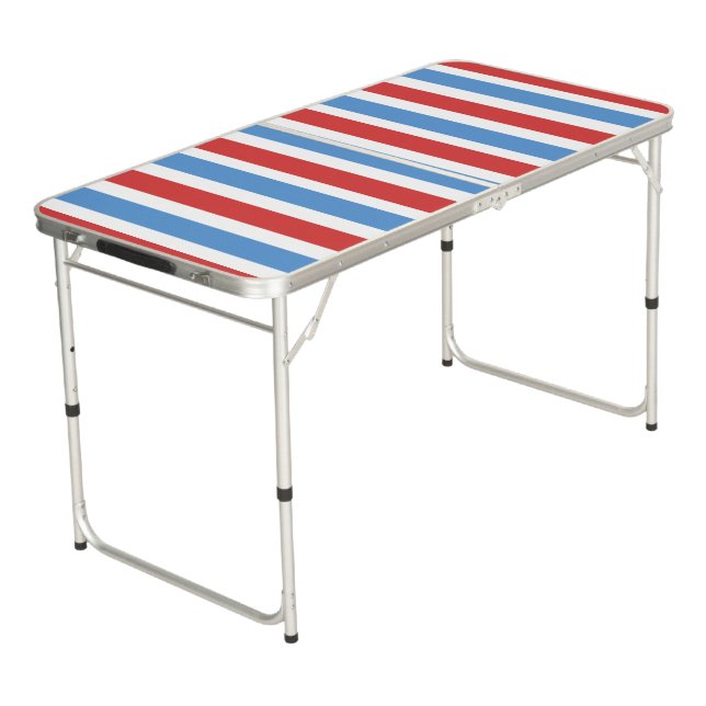 Ping Pong Table Red White & Blue Stripes (Angled)