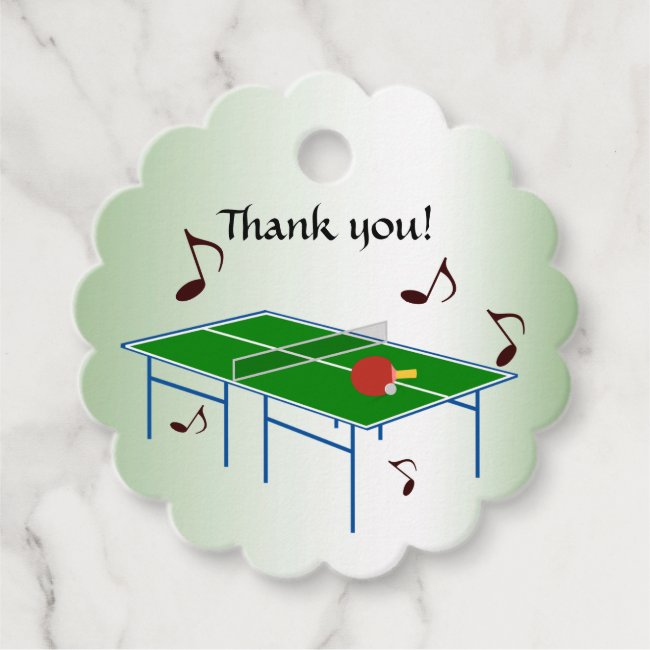 Ping Pong Table Sings Thank You Favor Tags
