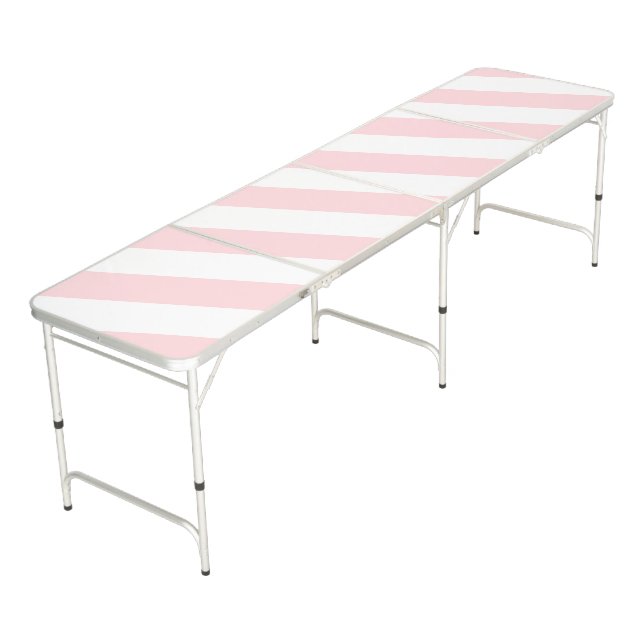 Ping Pong Table Soft Baby Pink & White Stripe (Angled)