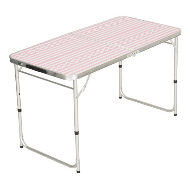 Ping Pong Table Soft Baby Pink & White Stripe (Angled)