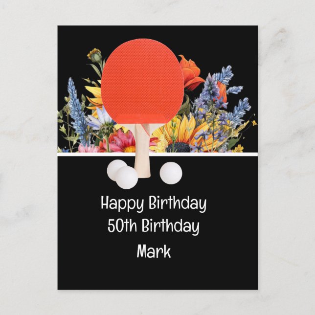  Ping pong Table Tennis 50th Birthday Card Boss (Front)