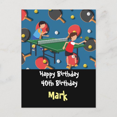  Ping pong Table Tennis Birthday Card