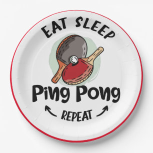 Ping pong Table Tennis Birthday eat sleep repeat Paper Plates