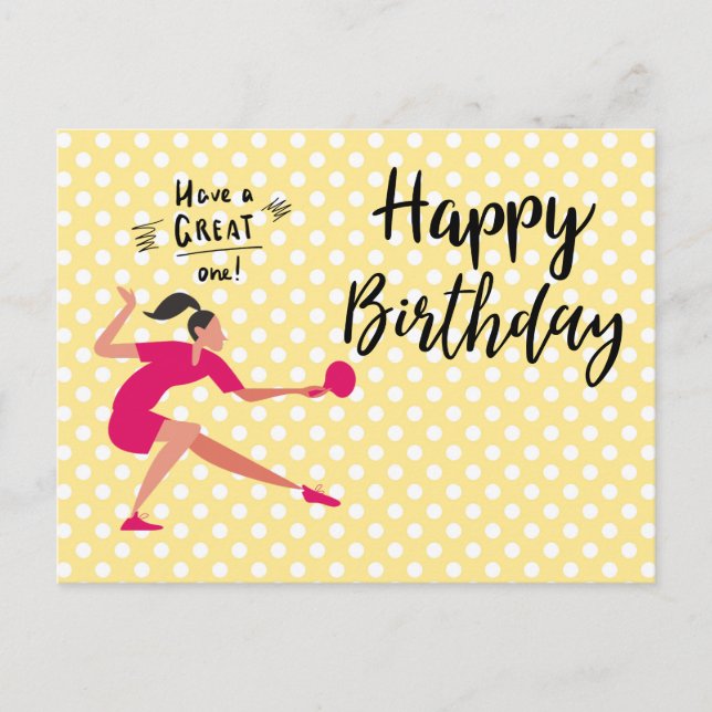 Ping Pong Table Tennis Birthday Girl  Postcard (Front)