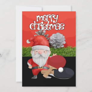Ping Pong Table Tennis Christmas with Santa Claus Holiday Card