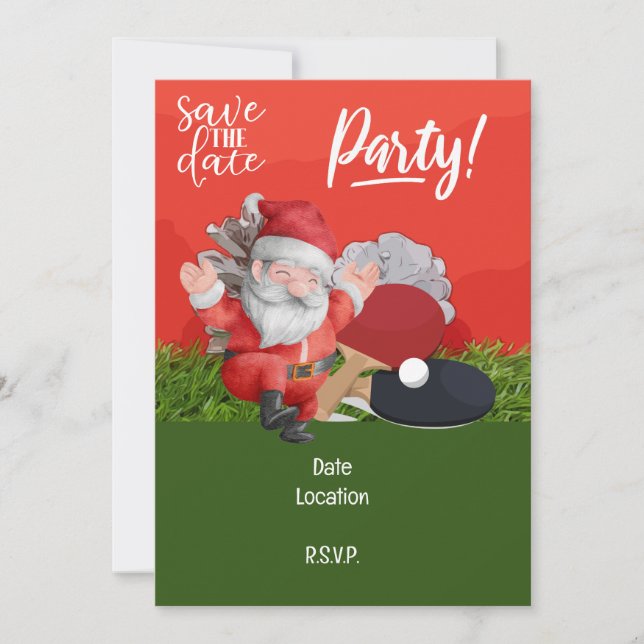 Ping Pong Table Tennis Christmas with Santa Claus Invitation (Front)