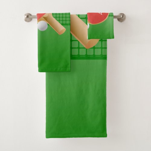 Ping Pong Table Tennis Design Bath Towel Set