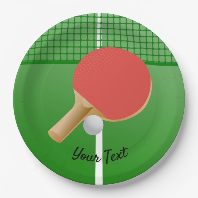 Ping Pong Table Tennis Design Paper Plates