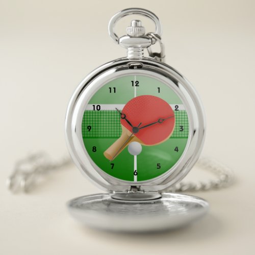 Ping Pong Table Tennis Design Pocket Watch