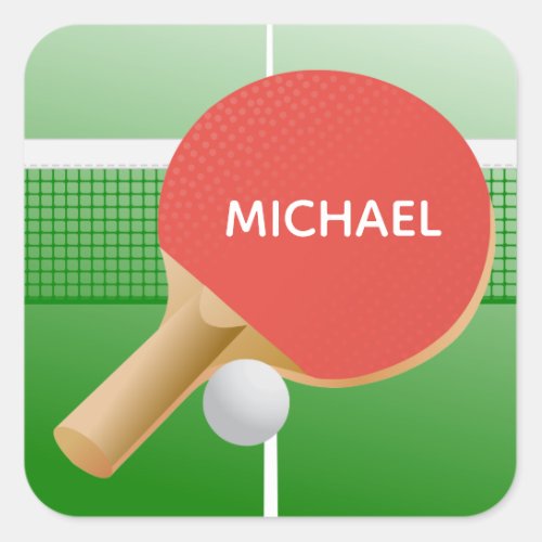 Ping Pong Table Tennis Design Square Sticker