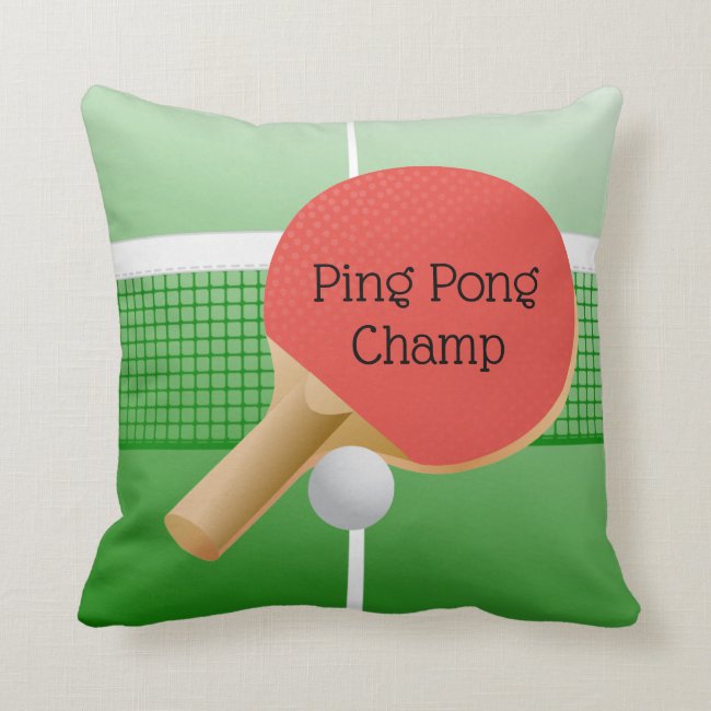 Ping Pong Table Tennis Design Throw Pillow