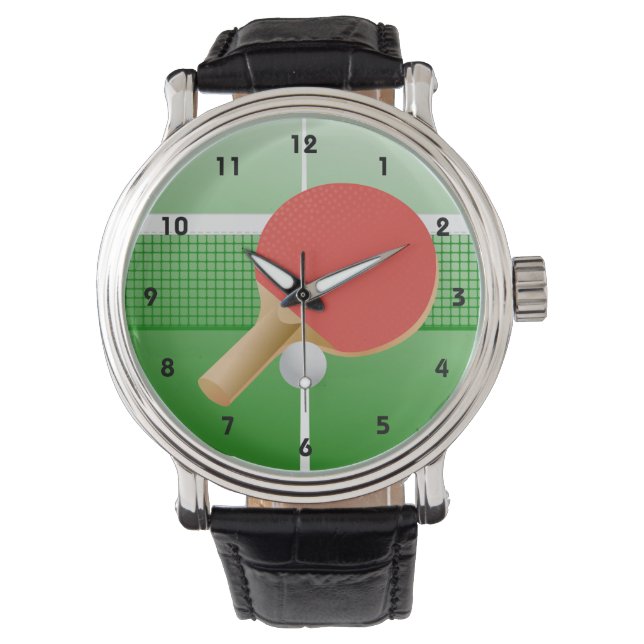 Ping Pong Table Tennis Design Watch (Front)