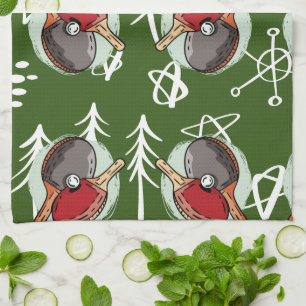 Ping Pong Table Tennis for Christmas green Kitchen Towel