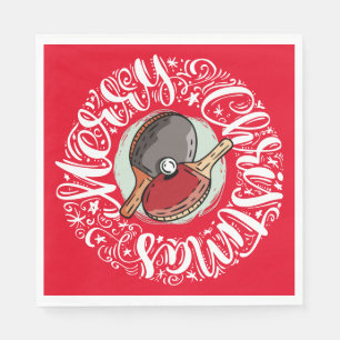 Ping Pong Table Tennis for Christmas on red Napkins