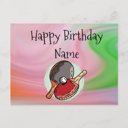 Ping pong table Tennis Happy Birthday   Postcard