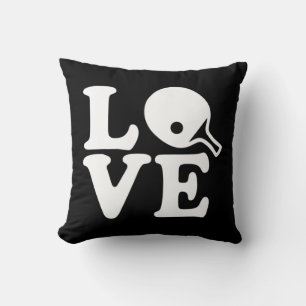 Ping pong table tennis love throw pillow