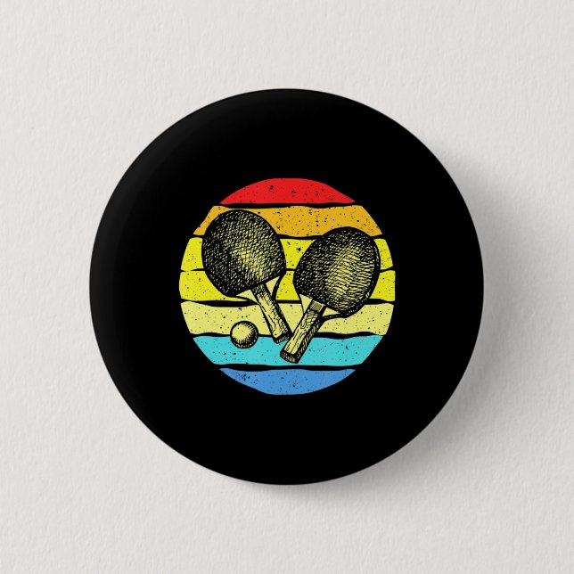 Ping Pong Table Tennis Lovers Retro  Button (Front)