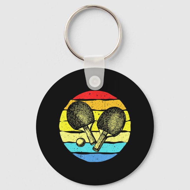 Ping Pong Table Tennis Lovers Retro  Keychain (Front)