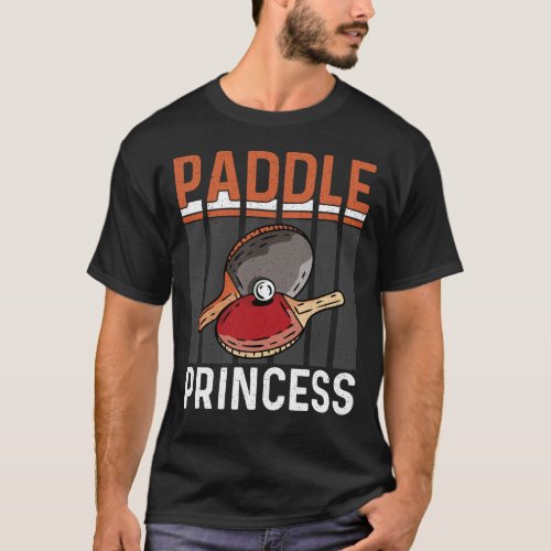 Ping Pong Table Tennis Paddle Princess Girl Retro T_Shirt