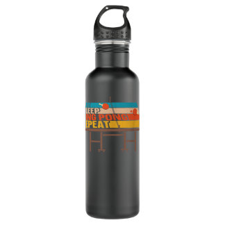 Ping Pong Table Tennis Retro Vintage Eat Sleep Pin Stainless Steel Water Bottle