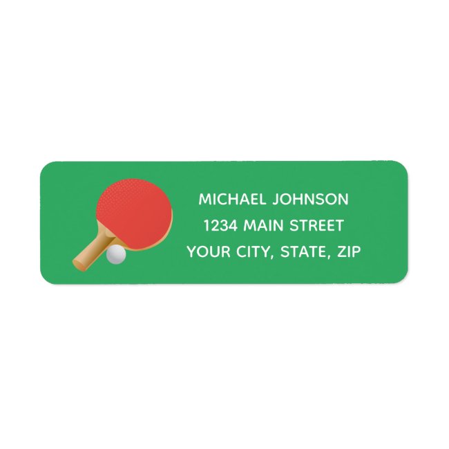 Ping Pong Table Tennis Return Address Sticker