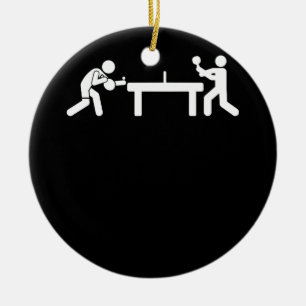 Ping Pong Table Tennis Stick Figures Pingpong Ceramic Ornament