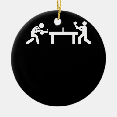 Ping Pong Table Tennis Stick Figures Pingpong Ceramic Ornament