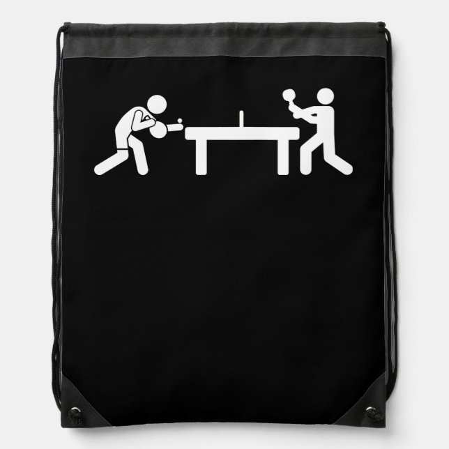Ping Pong Table Tennis Stick Figures Pingpong Drawstring Bag (Front)
