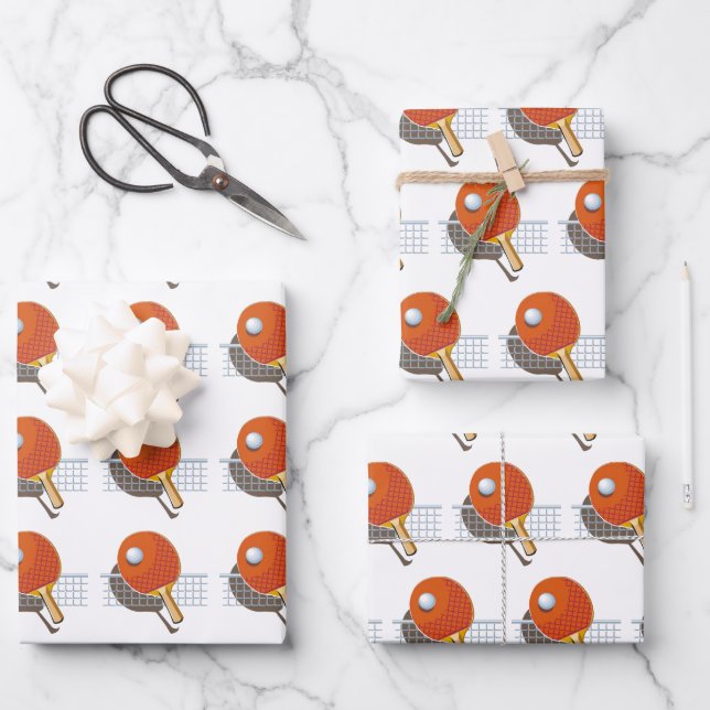 Ping Pong Table Tennis Wrapping Paper Sheets (Front)