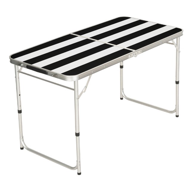 Ping Pong Table White & Black Stripe (Angled)