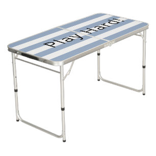 Ping Pong Table White & Blue Stripe