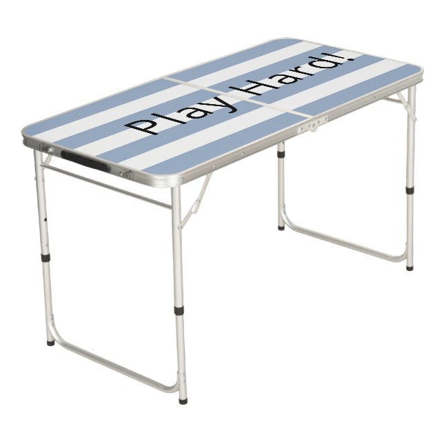 Ping Pong Table White & Blue Stripe (Angled)