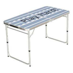 Ping Pong Table White & Blue Stripe