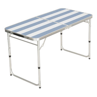 Ping Pong Table White & Blue Stripe