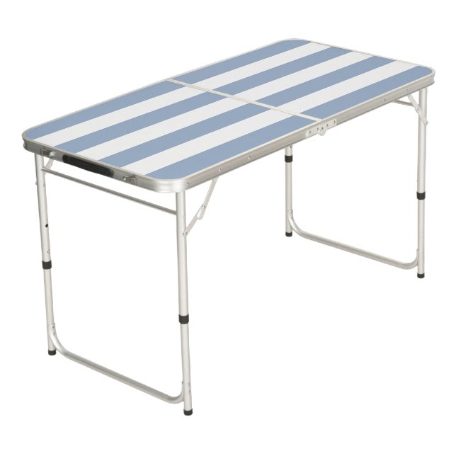 Ping Pong Table White & Blue Stripe (Angled)