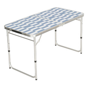 Ping Pong Table White & Blue Stripe