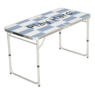 Ping Pong Table White & Blue Stripe