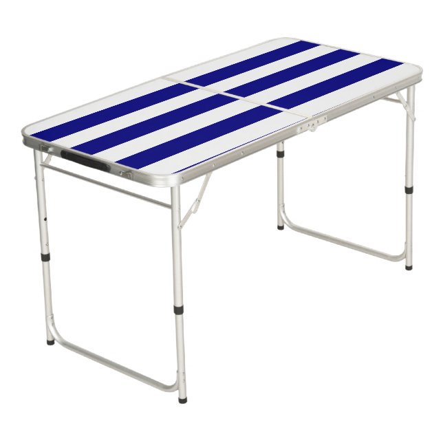 Ping Pong Table White & Blue Stripe (Angled)