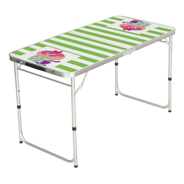 Ping Pong Table White & Green Stripe CupCake (Angled)