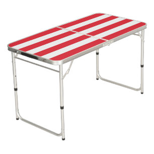 Ping Pong Table White & Red Stripe