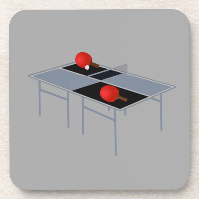 Ping Pong Table With Bats And Ball, Beverage Coaster (Front)