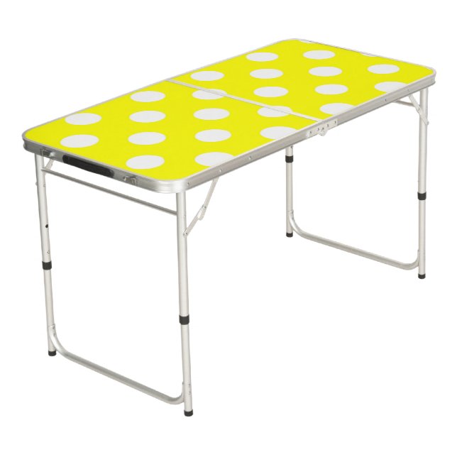 Ping Pong Table Yellow & White Polka dot  (Angled)
