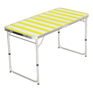 Ping Pong Table Yellow & White Stripes