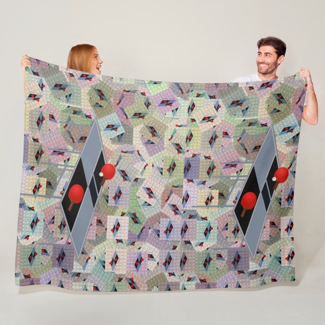 Ping Pong Tables Abstract Art Design, Fleece Blanket (In Situ)