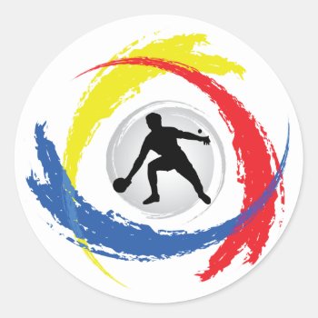 Ping Pong Tricolor Emblem Classic Round Sticker by TheArtOfPamela at Zazzle